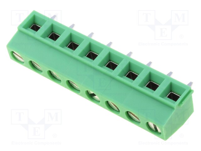 PCB terminal block; angled 90°; 5.08mm; ways: 8; on PCBs; terminal