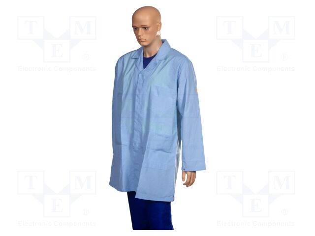 Coat; ESD; L; cotton,polyester,conductive fibers; blue (bright)