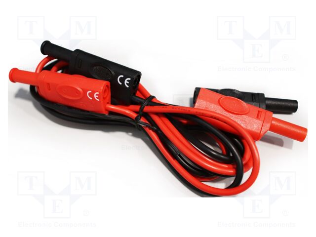 Test leads; Inom: 10A; Len: 1.25m; banana plug 4mm,both sides