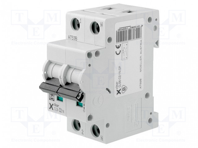 Circuit breaker; 230VAC; Inom: 2A; Poles: 1+N; DIN; Charact: C; 6kA
