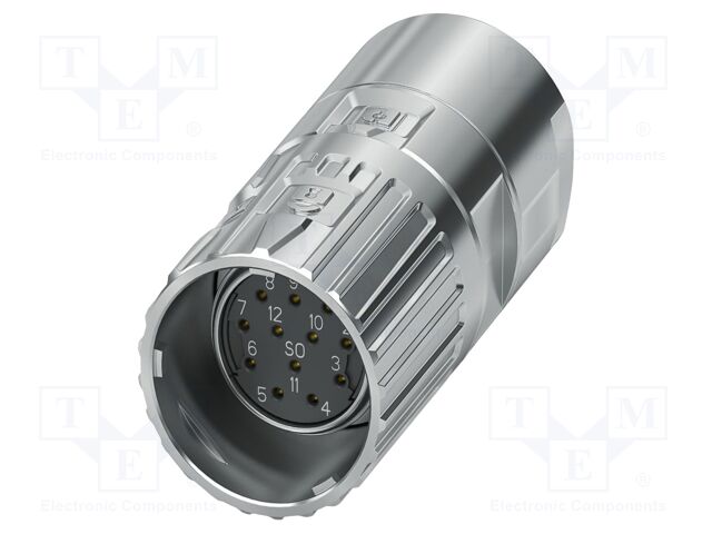 Connector: M23; plug; PIN: 12; soldering; straight; M23 PRO; 8A; 150V