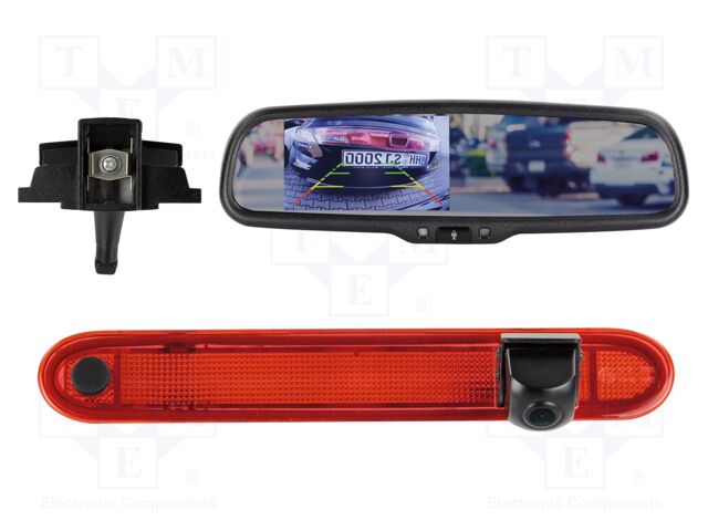 Rear view camera; 480x272; 115°; black,red; 12VDC,24VDC; 4.3"