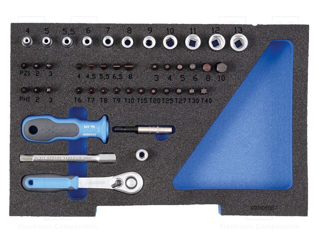 Wrench-set; 6-angles,rattle,socket spanner; 1/4"; 44pcs.