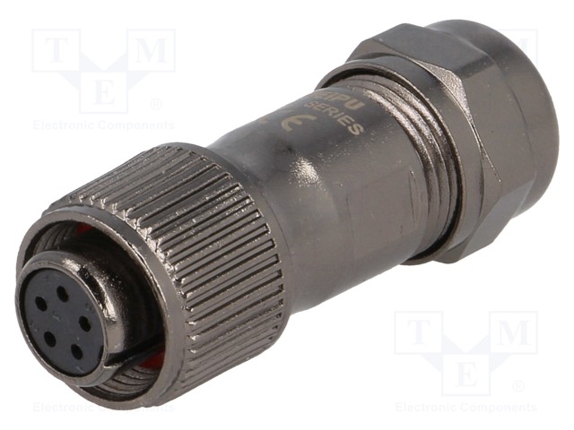 Plug; female; ST12; PIN: 5; IP67; 5÷8mm; 5A; soldering; for cable