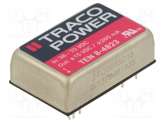 Converter: DC/DC; 8W; Uin: 36÷75V; Uout: 15VDC; Uout2: -15VDC; DIP24