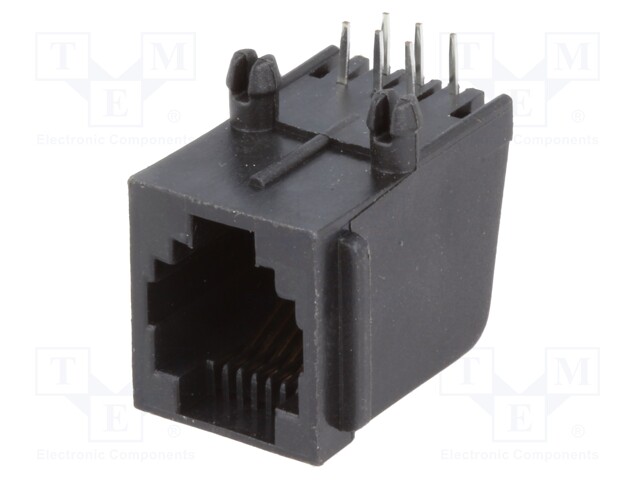 Socket; RJ12; PIN: 6; gold-plated; Layout: 6p6c; THT; angled 90°