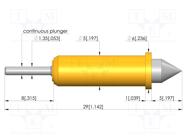 Test needle; Spring compression: 4mm; 5mm; 5A; steel; Ø: 4mm; needle