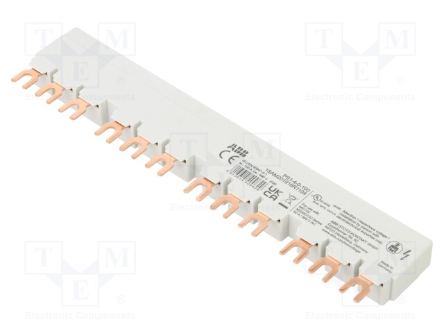 Busbar; 16mm2; 690VAC; 250VDC; 6kV; Inom: 100A; fork; No.of mod: 4