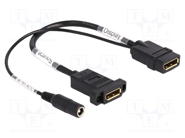 Cable; DC socket,DisplayPort socket,both sides; Len: 0.3m; black