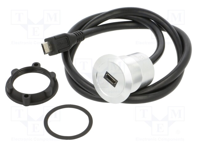 Adapter; for panel mounting,rear side nut; USB 2.0; Thread: M22