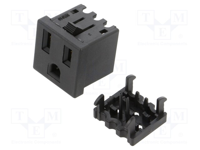 PWR ENTRY CONN, NEMA 5-15R, QC/WIRE