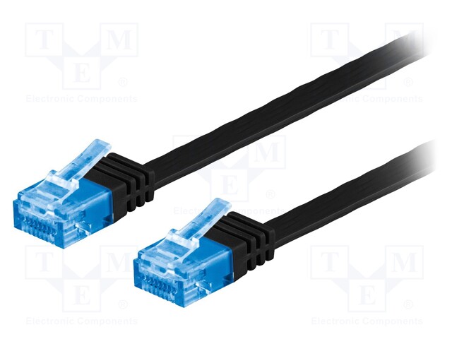 Patch cord; U/UTP; 6a; stranded; Cu; PVC; black; Len: 15m; 32AWG