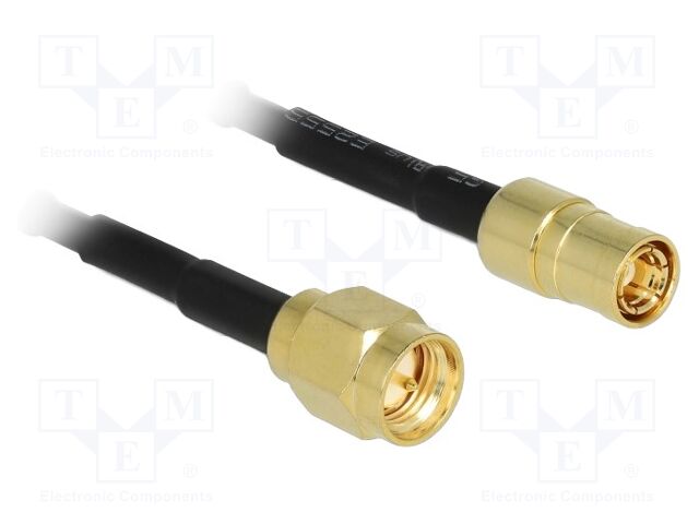 Cable; 70mm; SMA male,SMB female; black; Øcable: 2.8mm; 50Ω