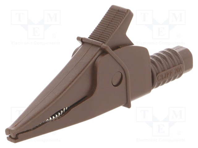 Crocodile clip; 20A; brown; max.39mm; 1kV; Connection: 4mm socket