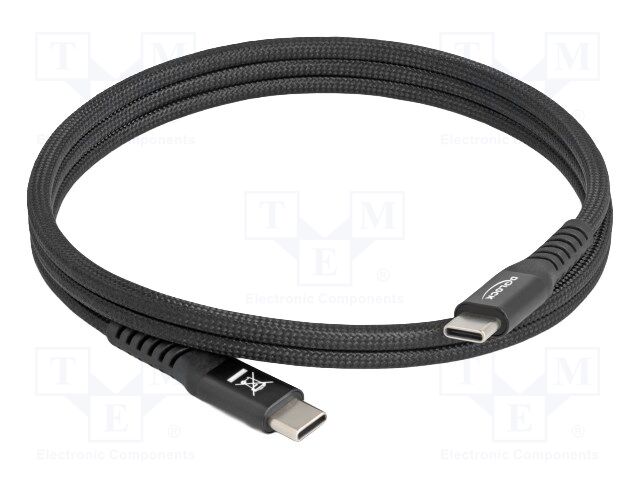 Cable; magnetic,USB 2.0; USB C plug,both sides; 1m; black; metal