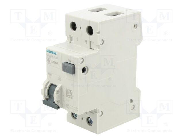 RCBO breaker; Inom: 25A; Ires: 30mA; Poles: 1+N; 230/400VAC; DIN