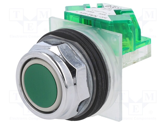 Switch: push-button; Stabl.pos: 1; NO; 30mm; green; Pos: 2