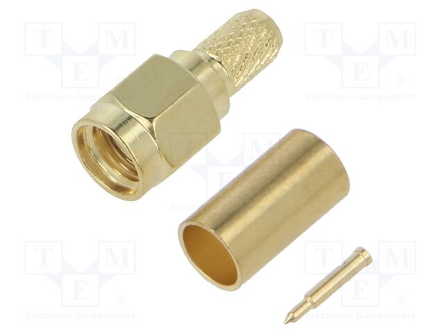 Connector: SMA; plug; male; straight; 50Ω; soldering,crimped; PTFE