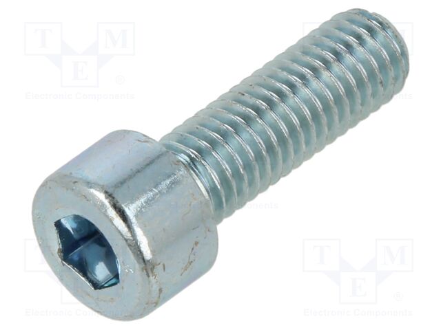 Screw; M8x25; Head: cheese head; hex key; HEX 6mm; steel; zinc