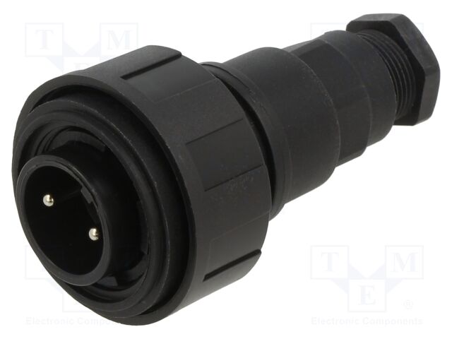 Connector: circular; plug; male; PIN: 2; 12A; 277V; IP68,IP69K; 6÷8mm