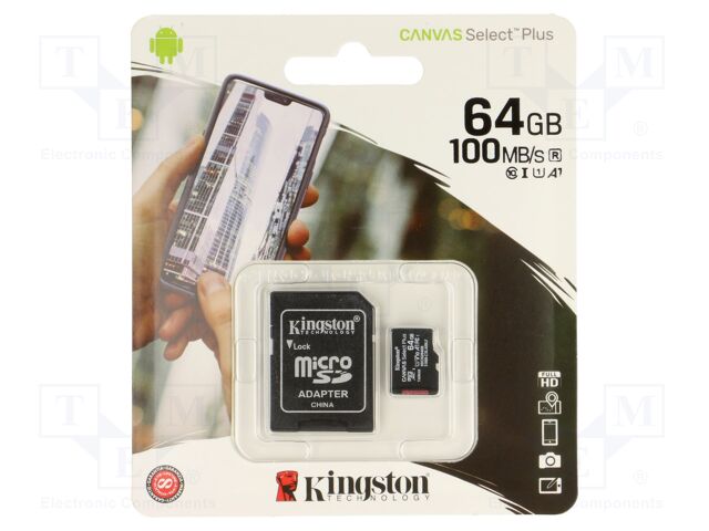Memory card; microSD; R: 100MB/s; W: 80MB/s; Class 10 UHS I U3