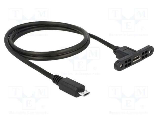 Cable; USB 2.0; USB B micro socket,USB B micro plug; 1m; black