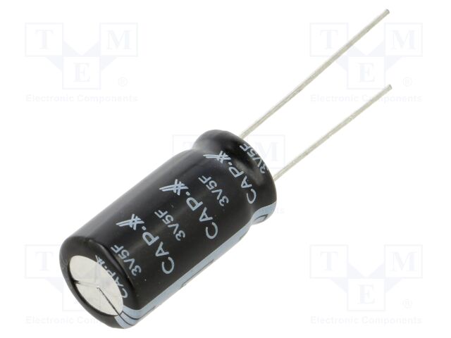 Supercapacitor; THT; 5F; 3VDC; -10÷30%; Ø10x20mm; -40÷65°C; EDLC