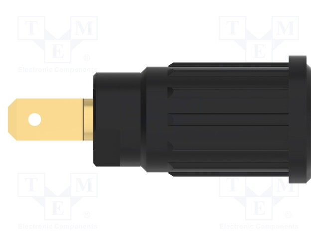 Socket; 4mm banana; 24A; 1kV; black; gold-plated; push-in,on panel