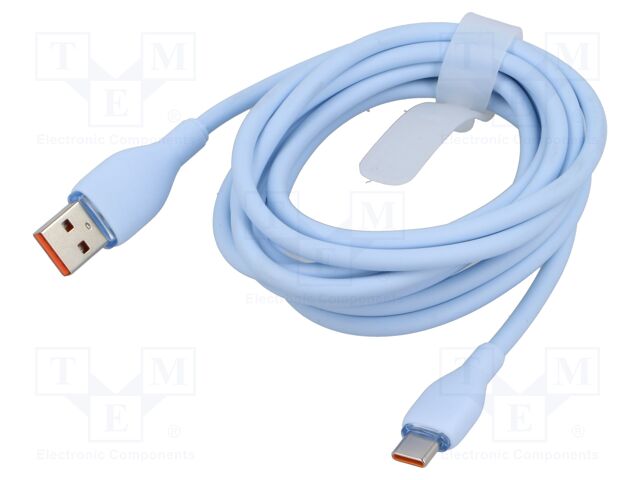 Cable; High Speed,USB 2.0; USB A plug,USB C plug; 2m; blue; 100W