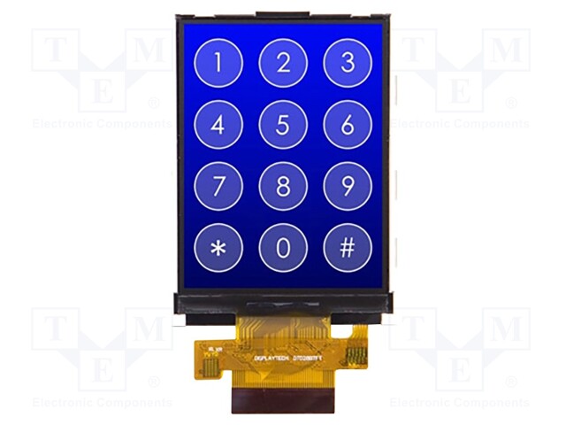 Display: TFT; 2.8"; 240x320; Illumin: LED; Dim: 50x69.2x3.9mm