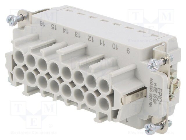 Connector: rectangular; female; EPIC H-BE; PIN: 16; 16+PE; 16A; 500V