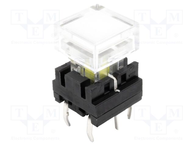 Microswitch TACT; SPST-NO; Pos: 2; 0.05A/12VDC; THT; LED; white