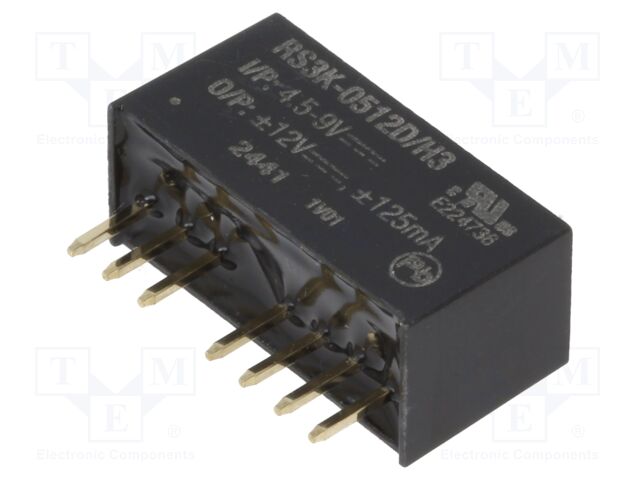 Converter: DC/DC; 3W; Uin: 4.5÷9V; Uout: 12VDC; Uout2: -12VDC; SIP8