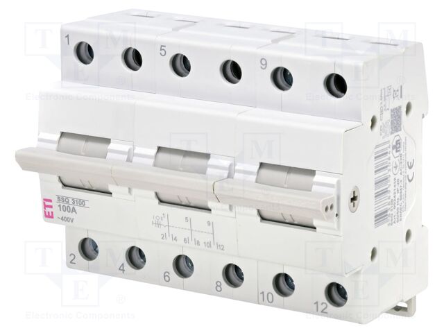 Mains-generator switch; Poles: 1; 230/400VAC; 100A; IP20