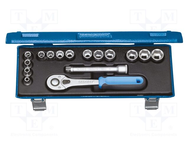 Wrench-set; 6-angles,rattle,socket spanner; 3/8"; 16pcs.