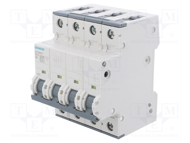 Circuit Breaker, MCB, 5SY6, 3P+N, 6 kA, 400 V, 6 A