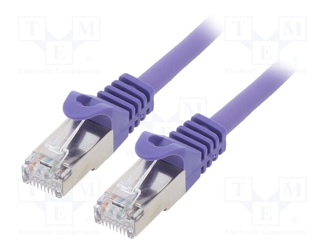 Patch cord; S/FTP; 6a; solid; Cu; LSZH; violet; Len: 5m; 27AWG