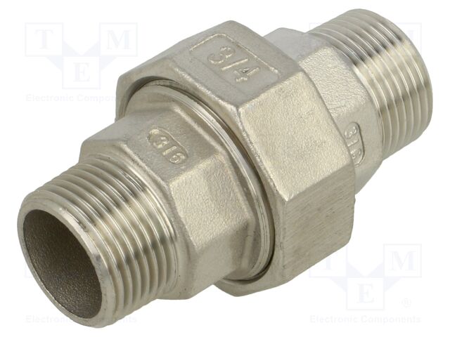 Male-male,flat,with seal; max.10.5bar; 1.4408 stainless steel