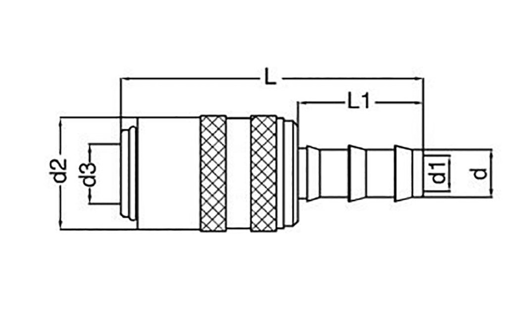 Quick connection coupling; straight,with valve; 10bar; Seal: FPM