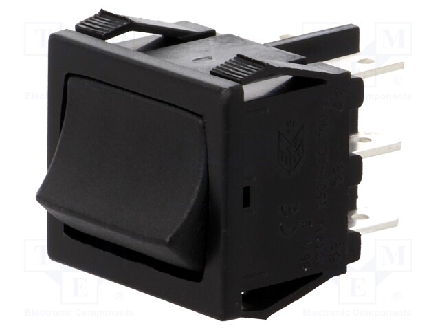 ROCKER; DP3T; Pos: 3; ON-OFF-ON; 10A/250VAC; 10A/28VDC; black; none