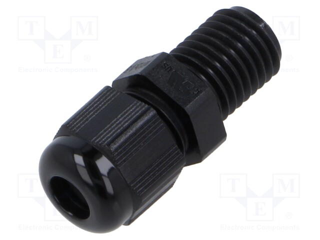 Cable gland; without nut,with long thread; M12; 1.5; IP68; black