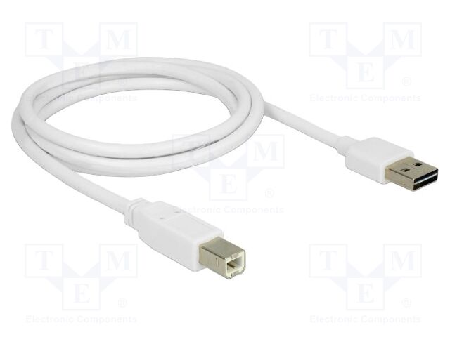 Cable; USB 2.0; USB A plug double sided,USB B plug; 1m; white