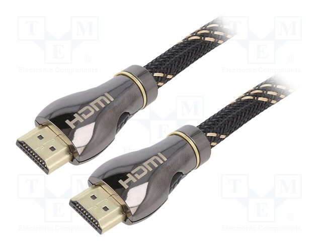 Cable; HDMI 2.1; HDMI plug,both sides; 1m; black; 28AWG; Core: Cu