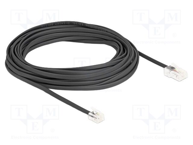 Cable: telephone; RJ11 plug,RJ45 plug; 10m; black; Insulation: PVC