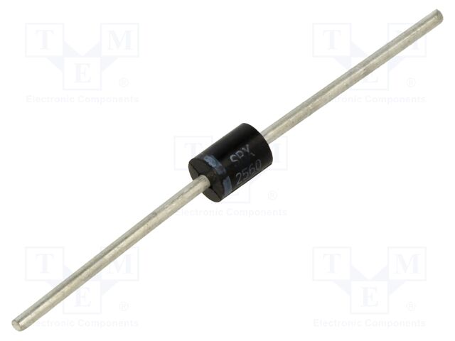 Diode: Schottky rectifying; THT; 60V; 25A; Ø5,4x7,5mm; Ufmax: 0.69V