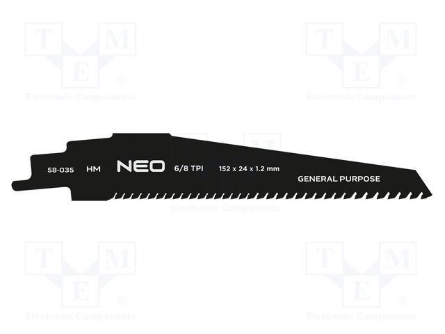 Reciprocating saw,universal; 8teeth/inch; 152mm