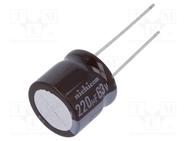 Capacitor: electrolytic; low impedance; THT; 220uF; 63VDC; ±20%
