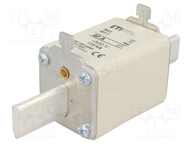 Fuse: fuse; gG; 40A; 500VAC; ceramic,industrial; NH1; WT-NH
