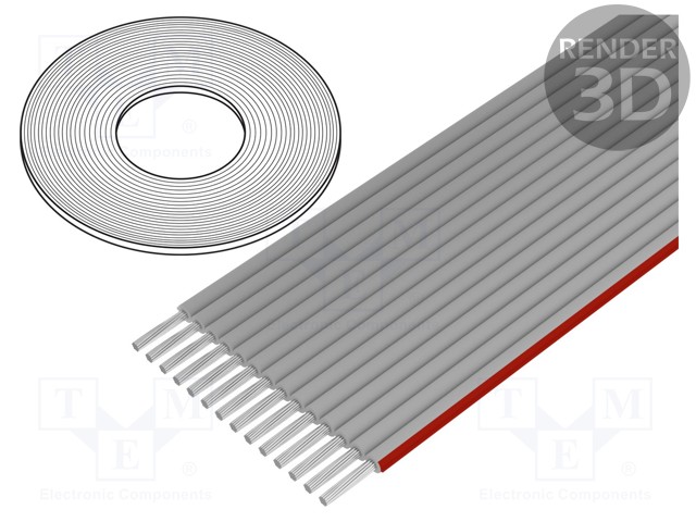 Wire: ribbon; 1.27mm; stranded; Cu; 14x28AWG; unshielded; PVC; grey