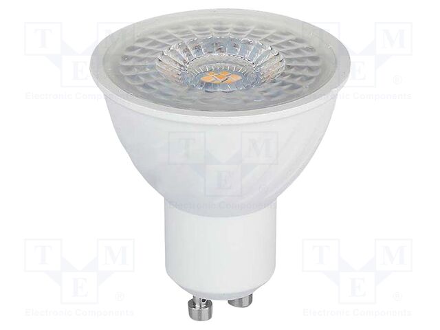 LED lamp; white warm; GU10; 220÷240VAC; 445lm; P: 6W; 110°; 3000K